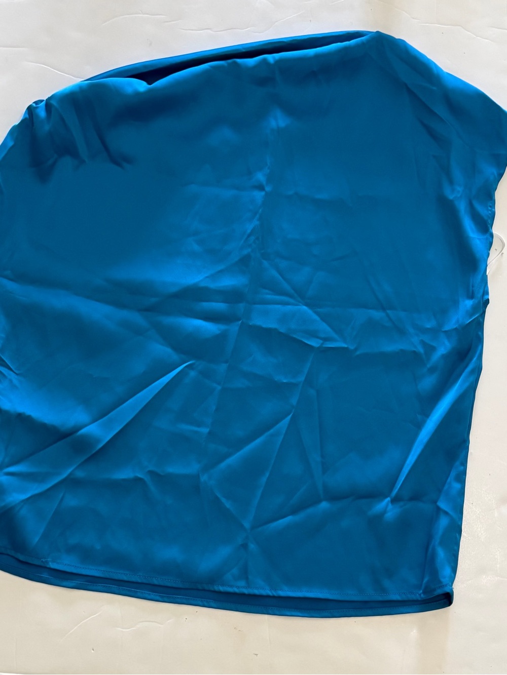 Bright Blue Strapless Satin-Asymmetrical Top